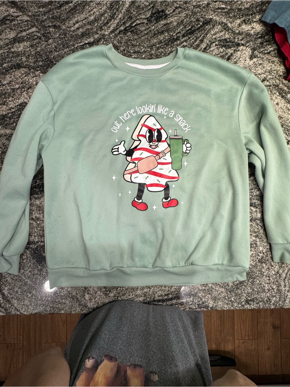 SHEIN Sage Green Graphic Crewneck Sweatshirt